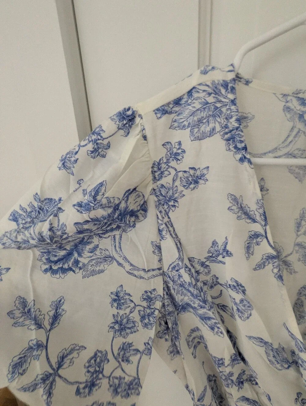 Mango White Dress with Blue Floral Print - Picture 12 of 14